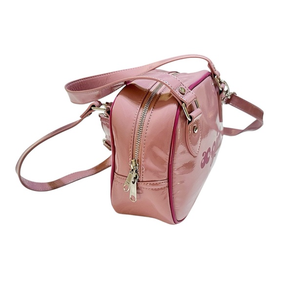 X-Girl Mini Boston Bag Double Strap Vinyl Pink Removable Crossbody Zip Logo Punk - Picture 3 of 9